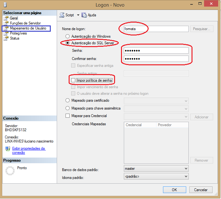Configuração Logins SQL Server